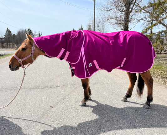 Pink 50 gram rainsheet with removable hood