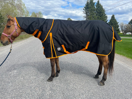 100 gram 1200 denier turnouts with hood black and orange up to DRAFT