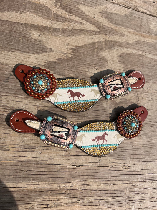 Horse print spur straps