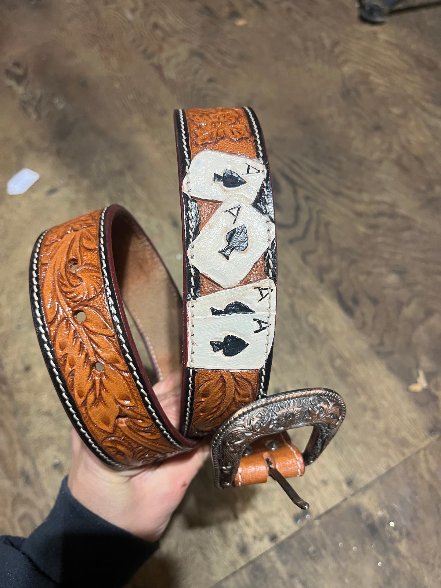 Aces tooled belt