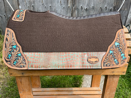 Teal filigree Klassy cowgirl barrel pad 28x30