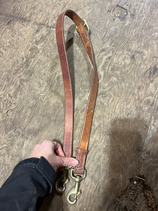Leather tie down strap