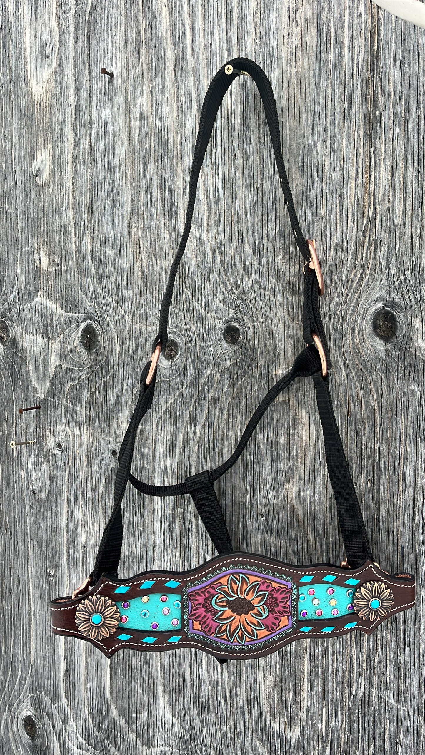 Painted flower bronc halter