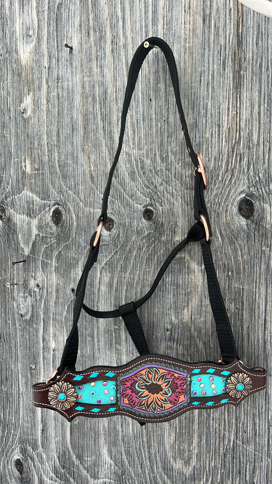 Painted flower bronc halter
