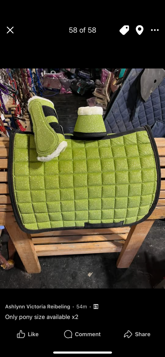 Pony lime green 3pc glitter set clearance