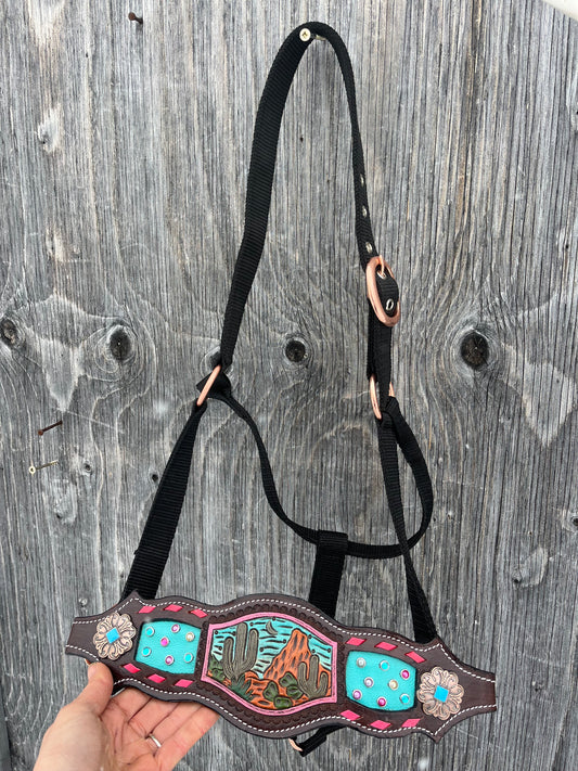 Painted cactus bronc halter