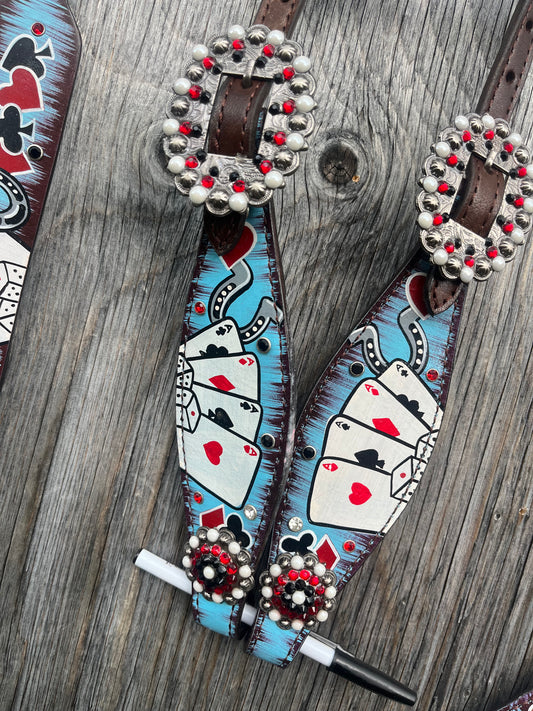 Aces & horsehoe cards tack set NO WITHER STRAP