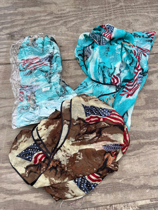 Lot of 4 horse and flag scarf