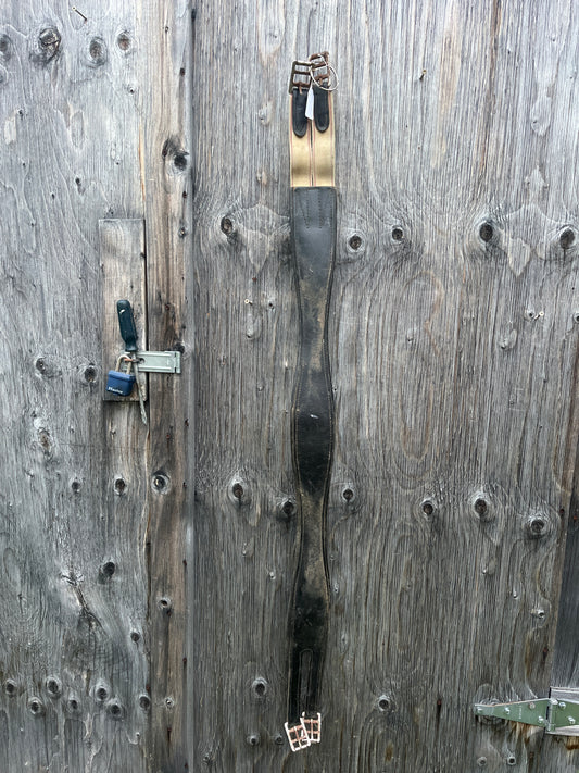 48” black leather girth