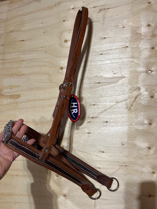 HR latigo leather noseband with chain nose