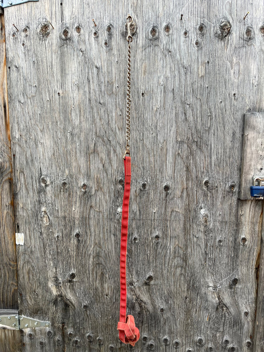 Red nylon lead with chain