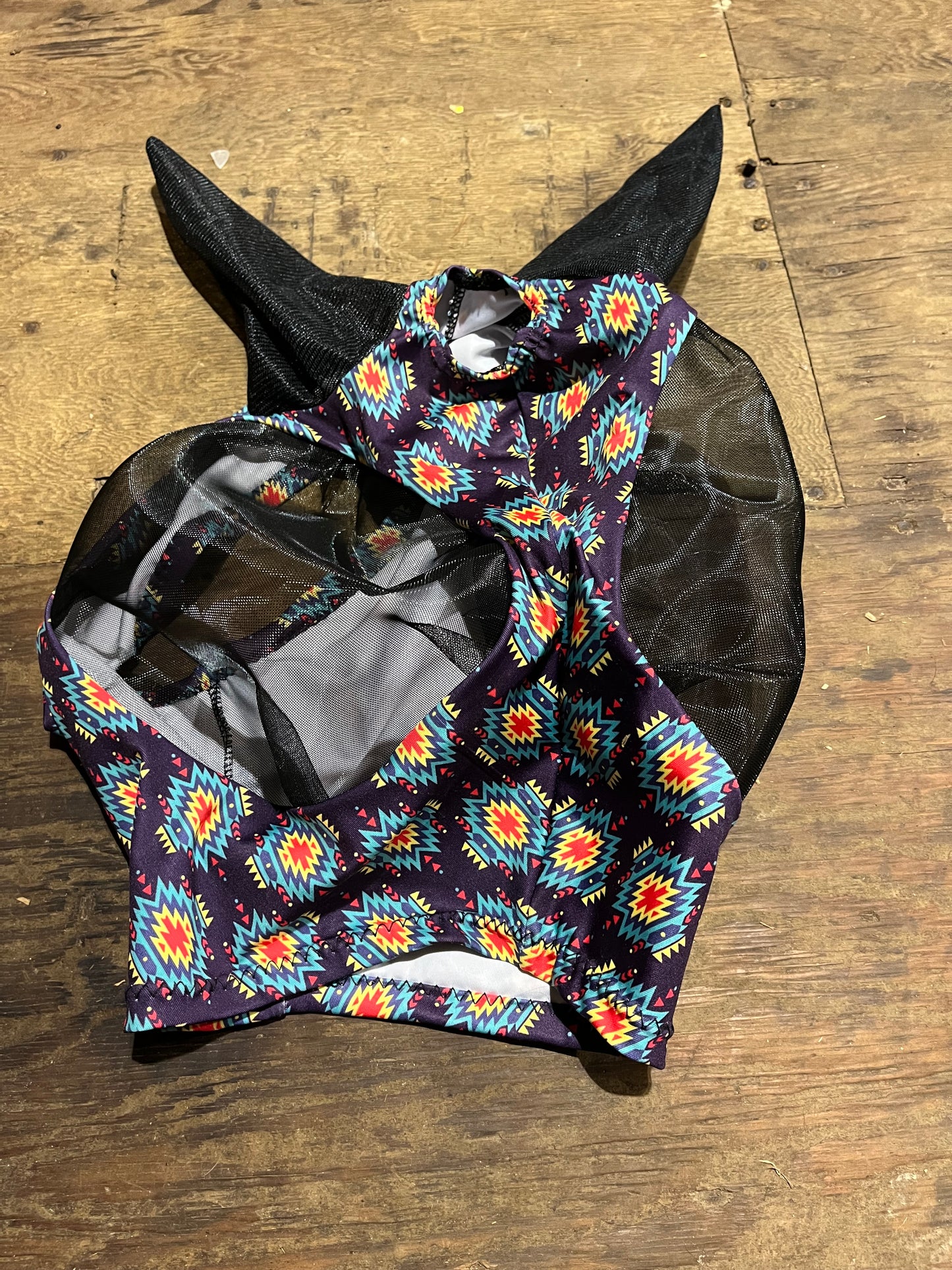 Aztec Lycra fly mask with ears