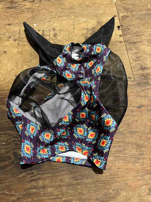 Aztec Lycra fly mask with ears