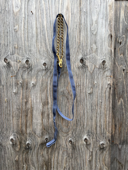 Blue nylon lead with brass chain
