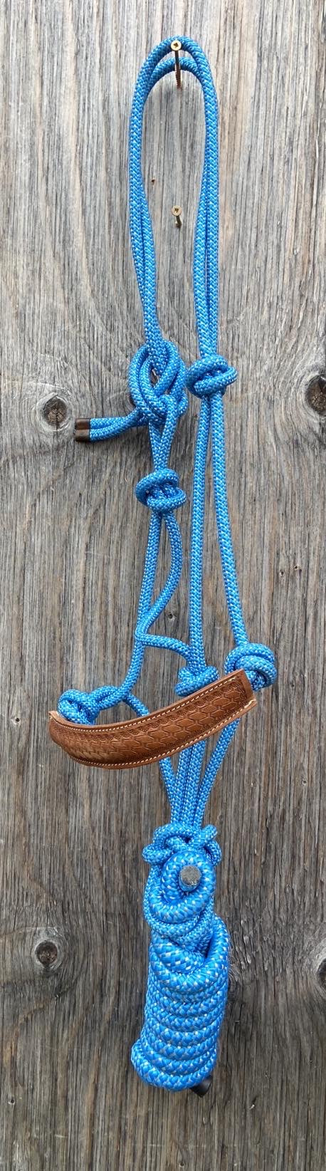 Rope halter with leather noseband