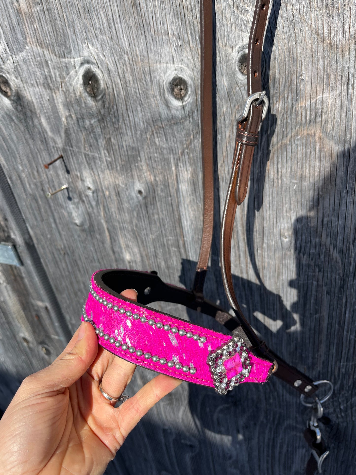 Pink noseband and tie down set