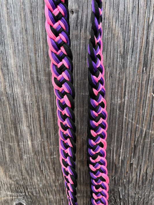 Pink purple black barrel reins