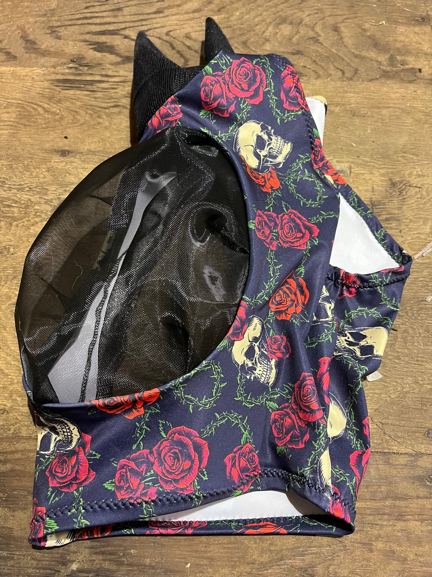 Skull rose fly mask lycra with ears
