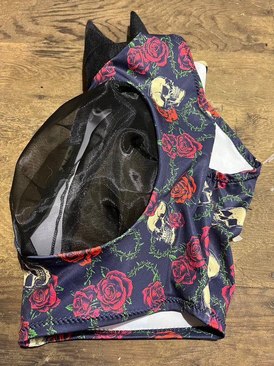 Skull rose fly mask lycra with ears