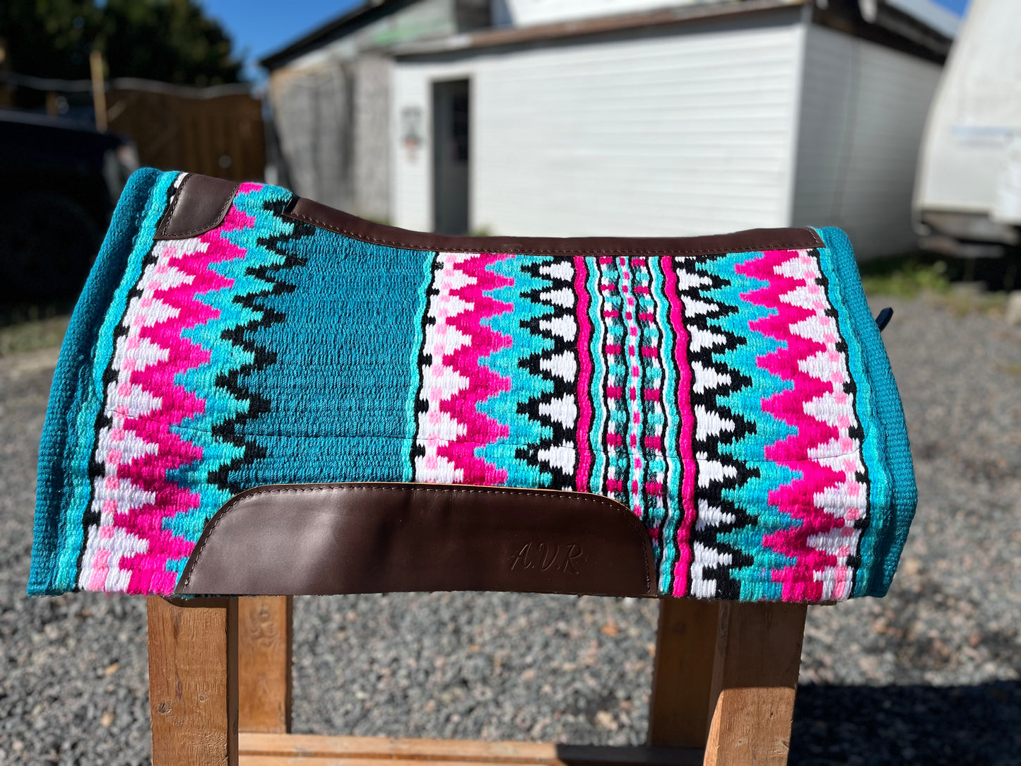 Teal and pink western show pad 34x34