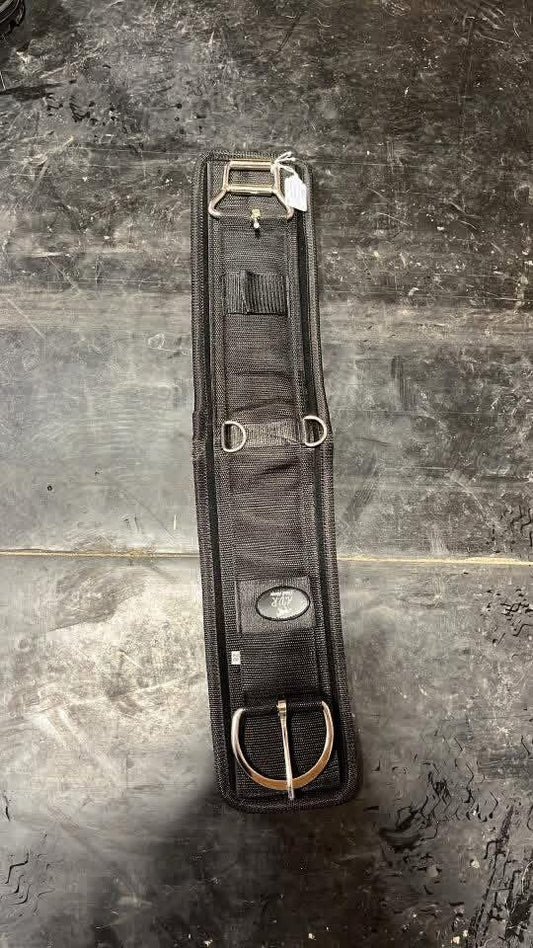 Western cinch with removable backing and roller buckle