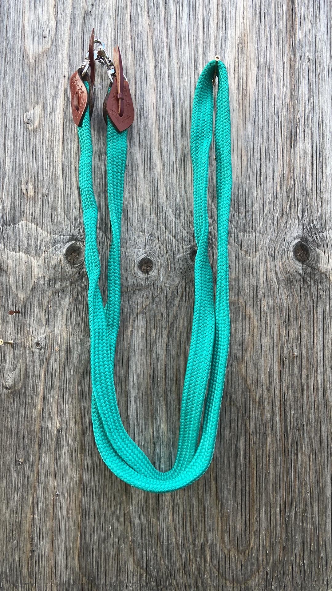 Flat braided teal reins