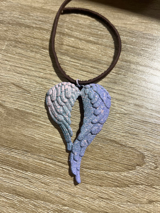 Purple pink Angel wing tie on saddle charm