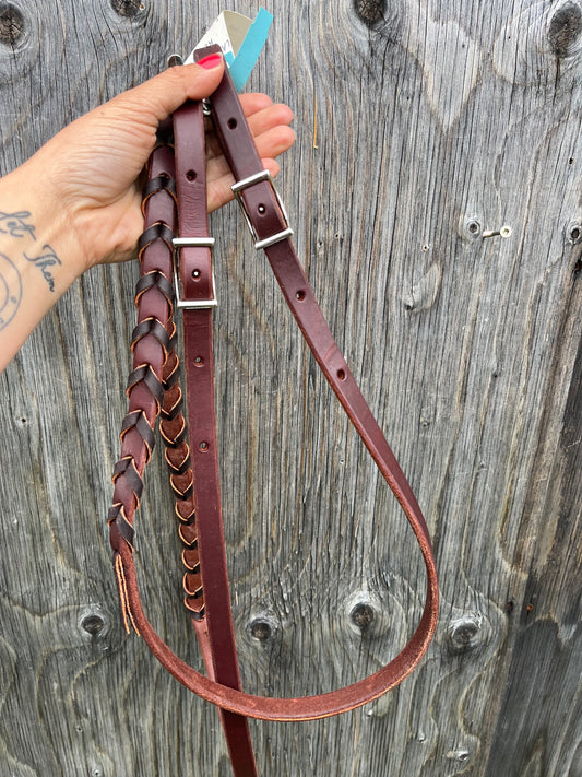 Dutton black laced adjustable barrel rein