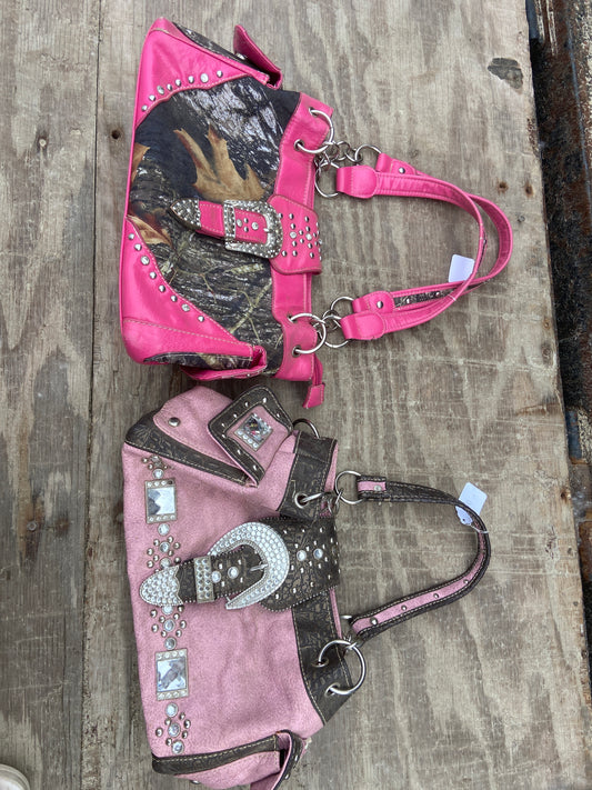 2 purse lot hot pink needs button