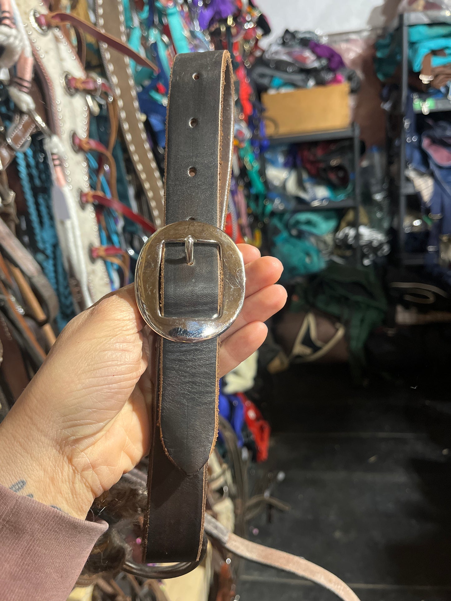 Mohair breastplate with thick leather tugs