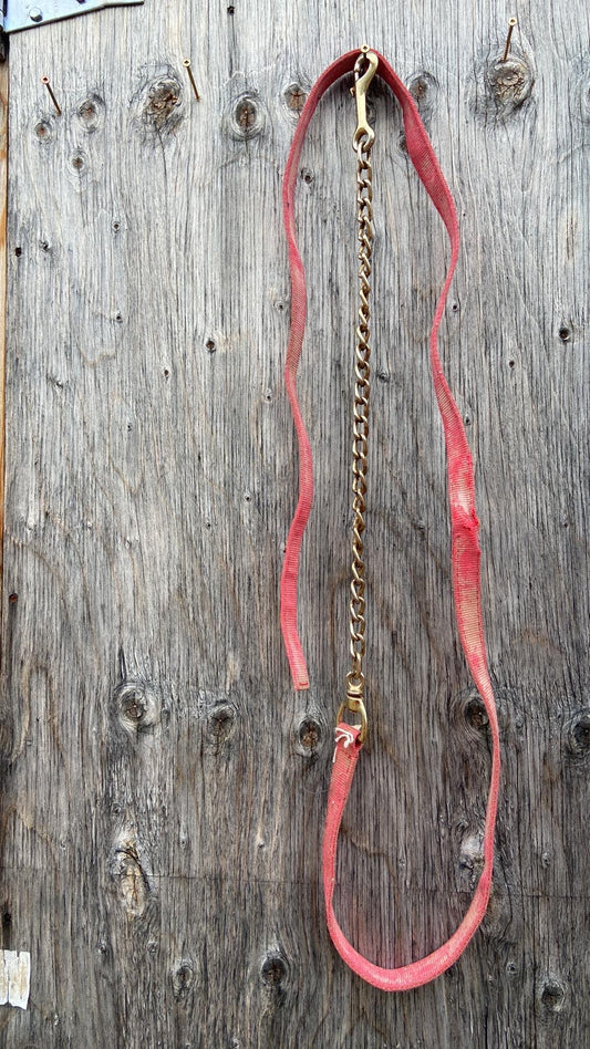 Red nylon lead with chain