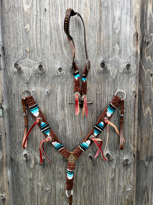 One ear brown tack set