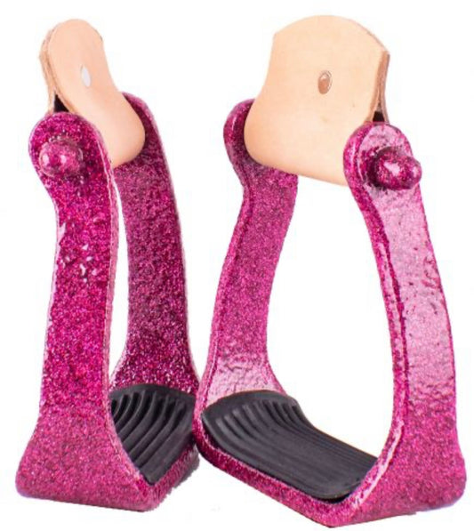 Pink glitter epoxy barrel stirrups