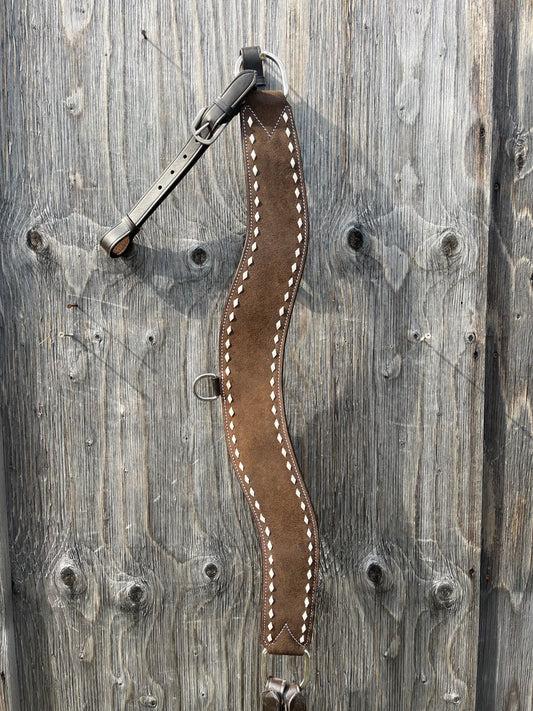 White buckstitch roughout tripping collar