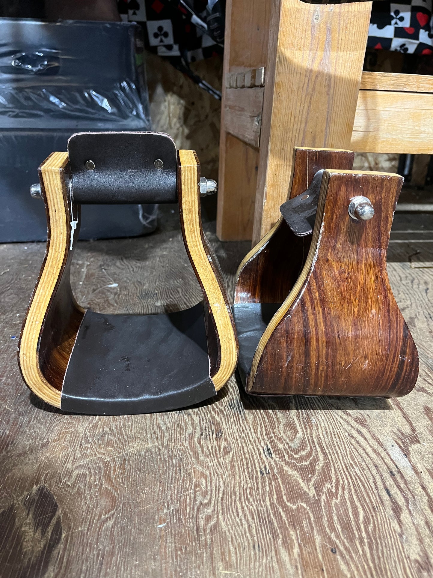 Extra wide 5x5 polished wooden stirrups