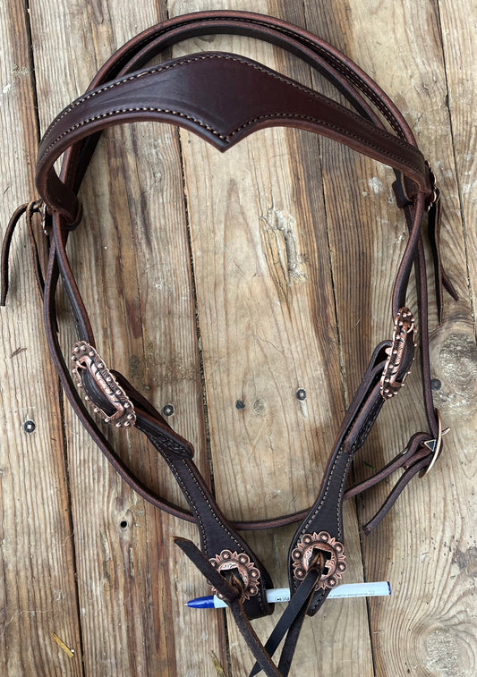 Supple copper hardware Diamond browband headstall