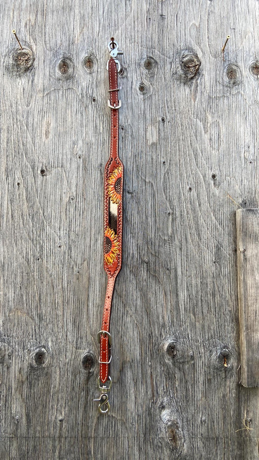 Sunflower cowhide wither strap