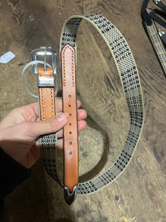 Tan baker belt measures 33” total