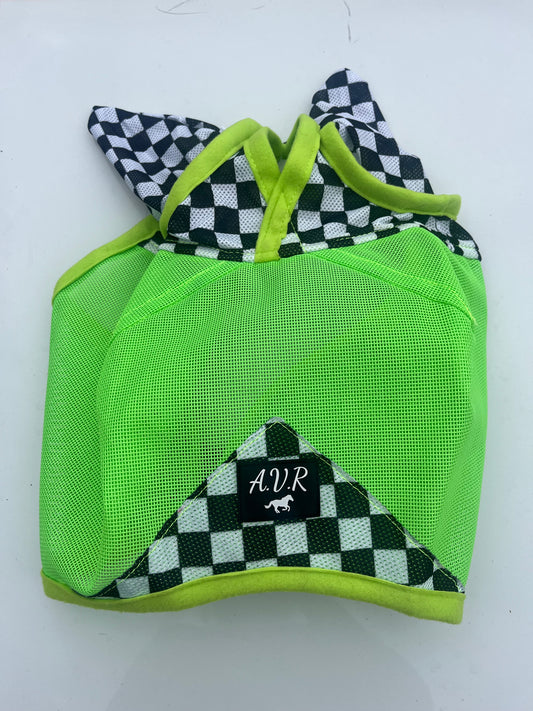 Lime Fast Lane Durable Mesh Fly mask with ears