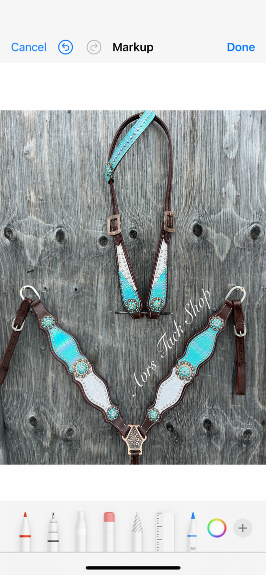 Blue and white glitter tack set