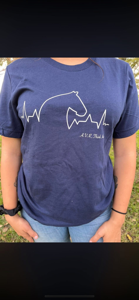 Navy medium horse in heartbeat tee