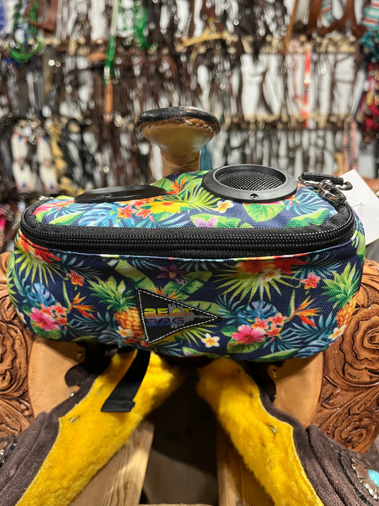 Beat bag- saddle sac with speakers also has snaps to hook to your belt