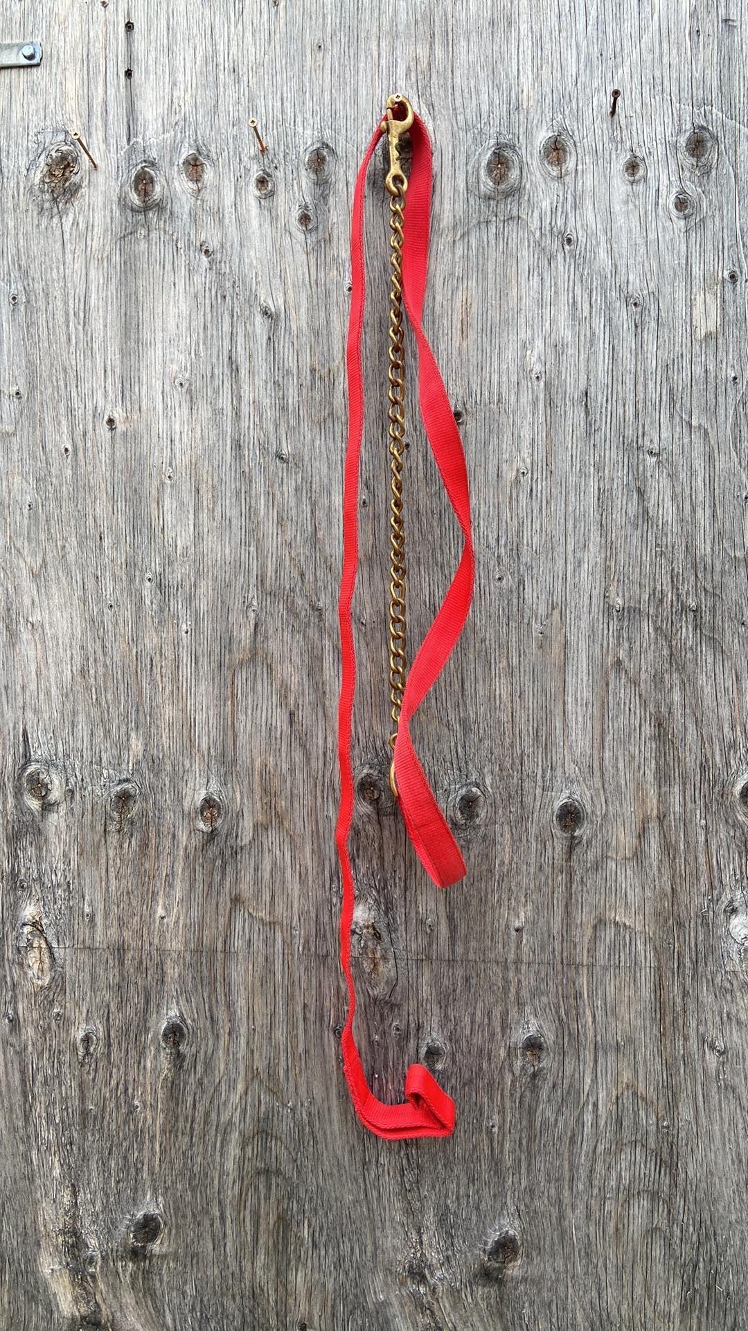 New red nylon lead with brass chain