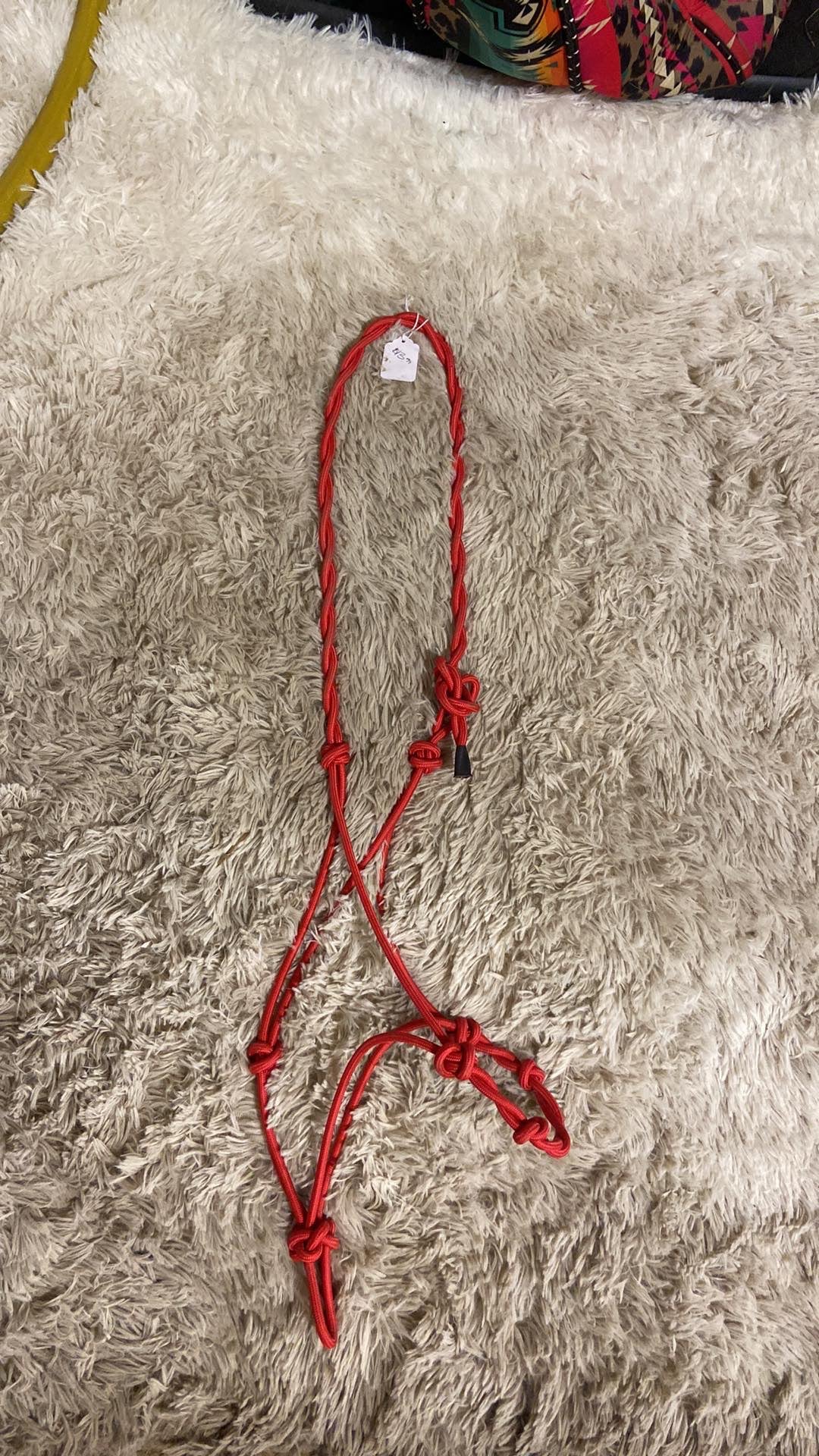 Full size red rope halter with knots new