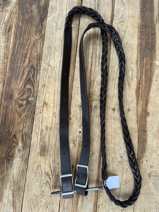 Supple leather braided adjustable barrel reins