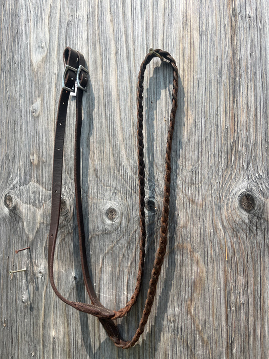 Oiled adjustable leather barrel reins