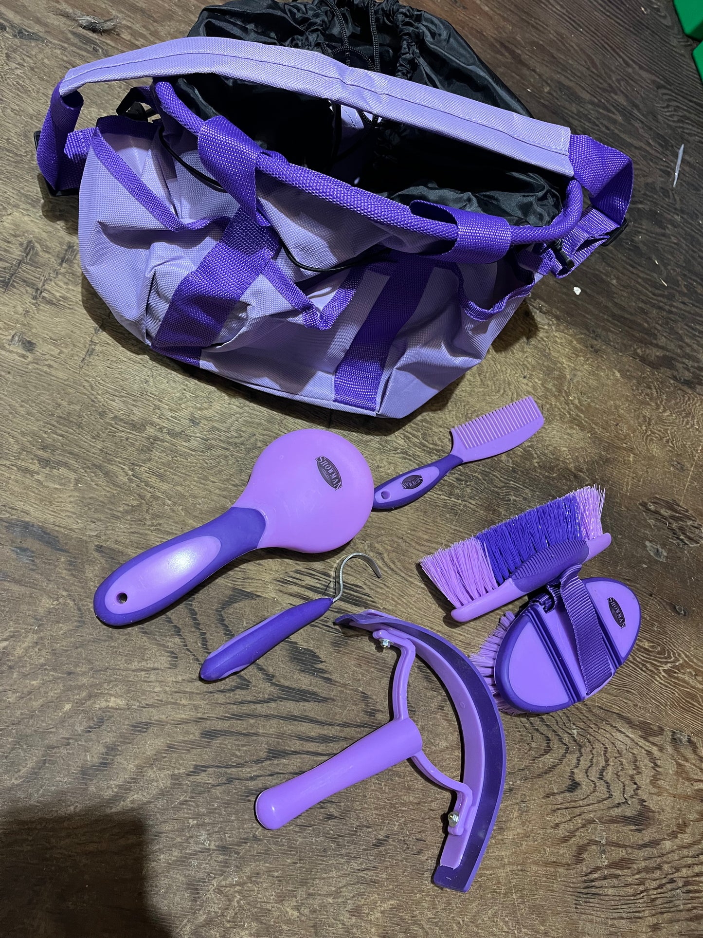 Purple 7 pc groom kit with bag