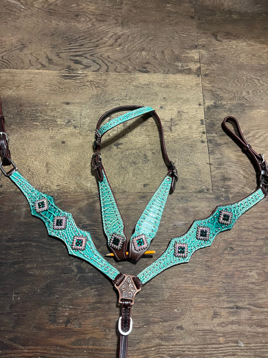 Teal one ear tack set
