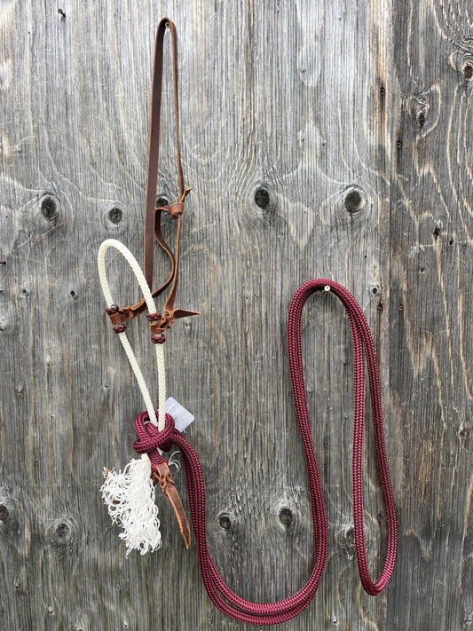 Burgundy loping hack custom made with single reins