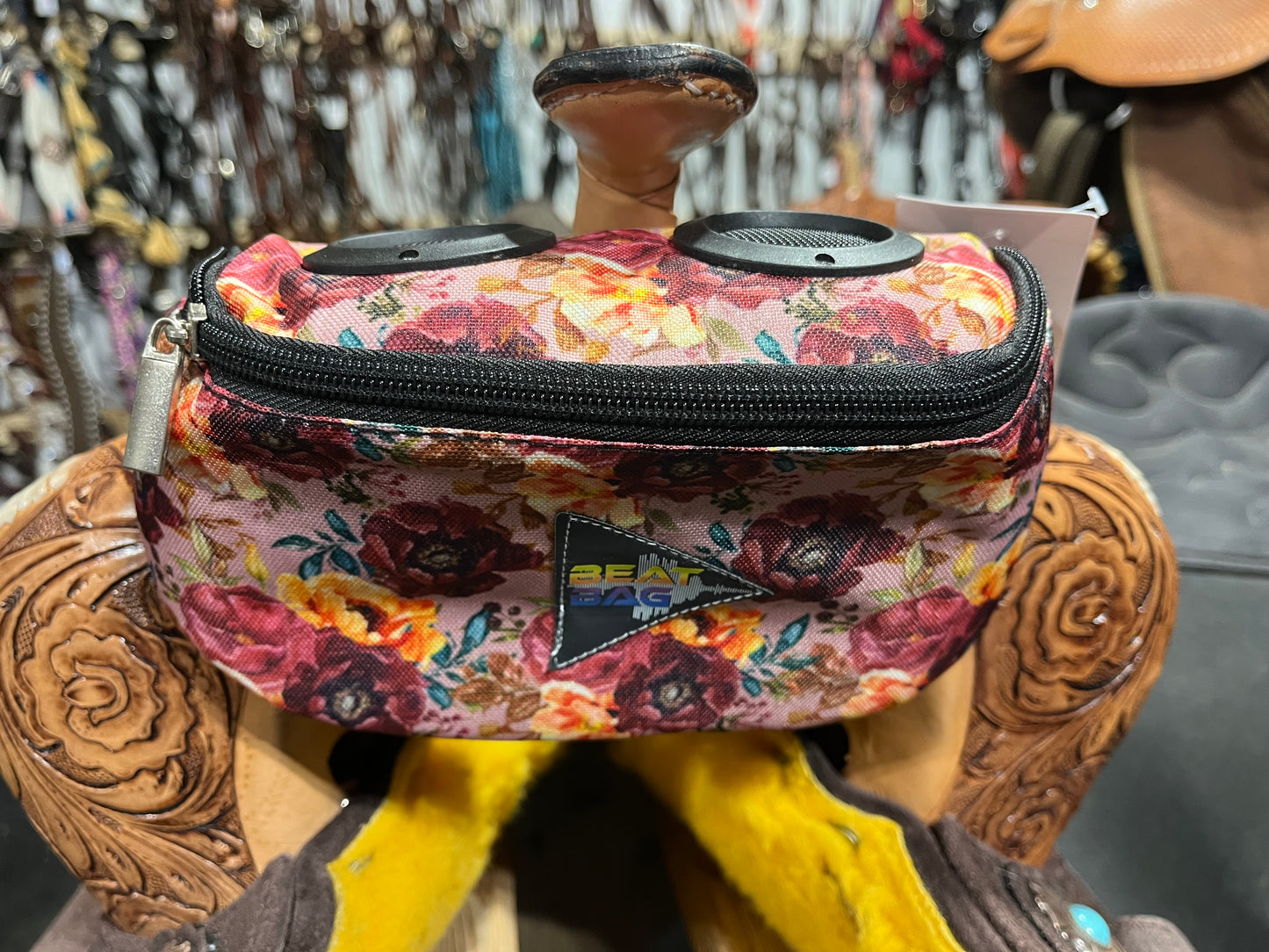 Beat bag- saddle sac with speakers, also has snaps to hook to your belt